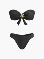 Göz alıcı Deniz Yıldızı Süslemeli Bandeau Bikini ve Zarif File Etek