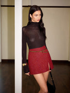 Şık Jakarlı Yırtmaçlı Kumaş Etek