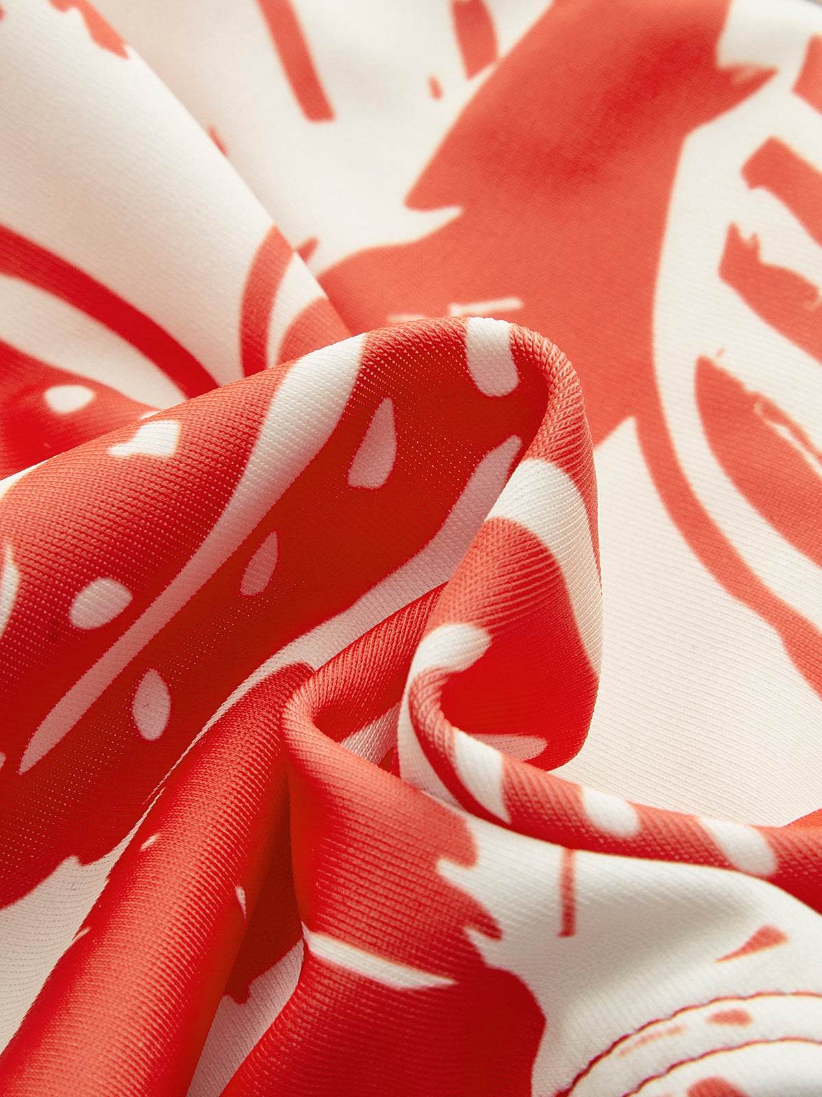 Canlı Tropikal Desenli Bikini Takımı Şık Metal Kapatma ile