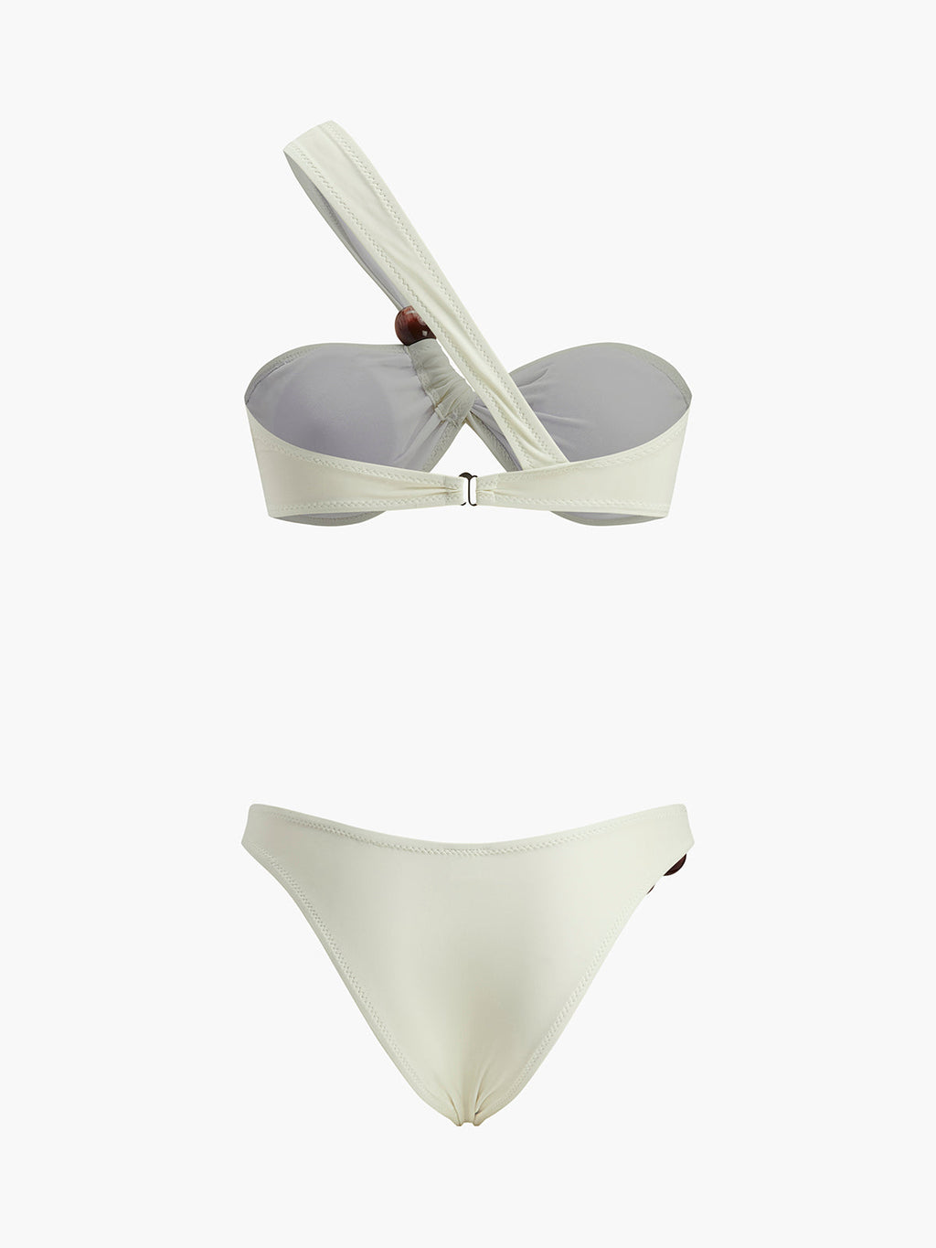 Şık Tek Omuzlu Bikini Takımı ile Göz Alıcı Ahşap Boncuk Detaylar