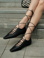 Şık Düz İkili Bağcıklı Sivri Burun Ayakkabılar