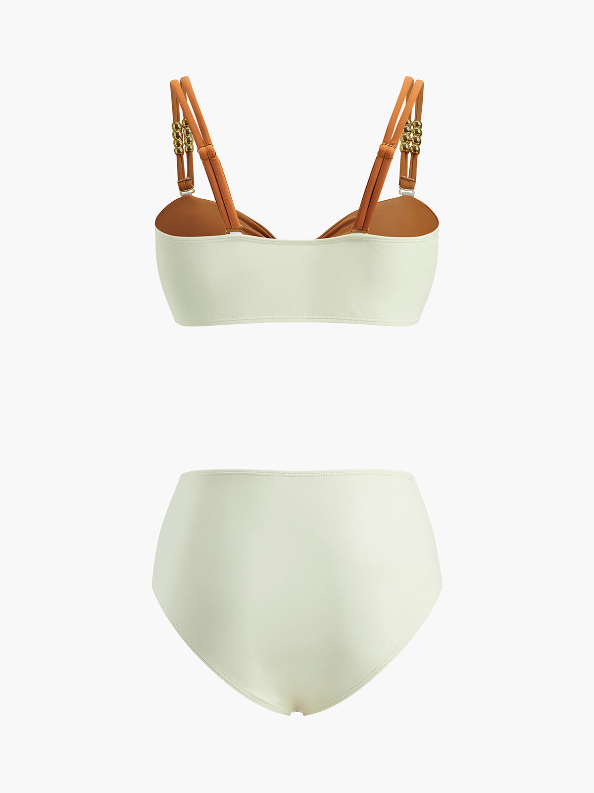 Canlı Renk Bloklu Bikini Seti Şık Kemer Tasarımı ile