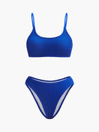 Şık Dokulu Ribanalı Yüksek Bel Bikini Seti