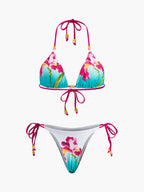 Çekici Çiçekli Boncuklu Bikini Takımı