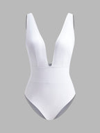 Çarpıcı Plaj Görünümü için Sıcak Derin V Yırtmaçlı Tek Parça Mayo