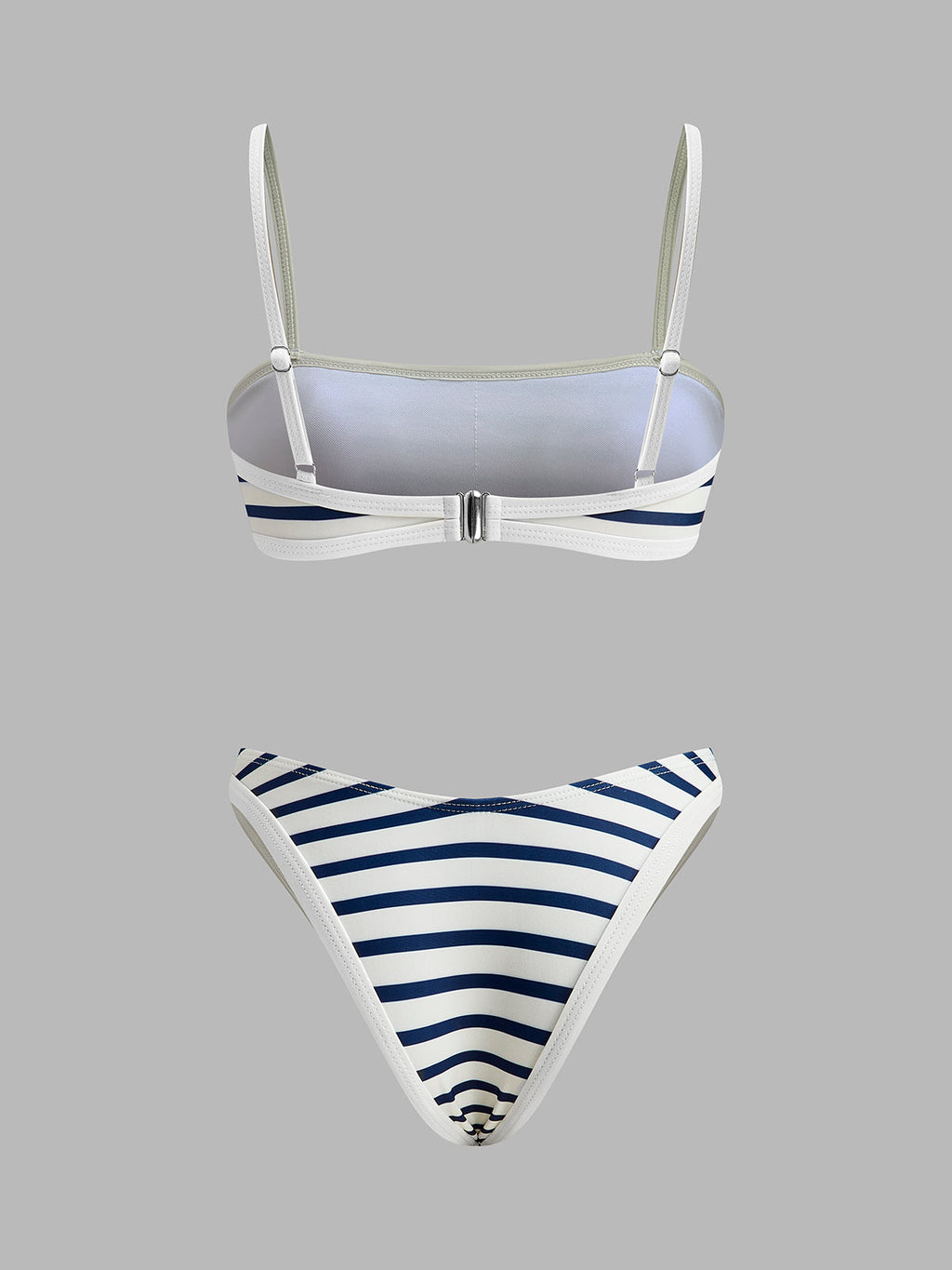 Şık Plaj Görünümü İçin Şık Deniz Çizgili Yüksek Kesim Bikini