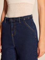 Şık Denim Düz Paça Pantolon, Trendy Kemer ile Birlikte