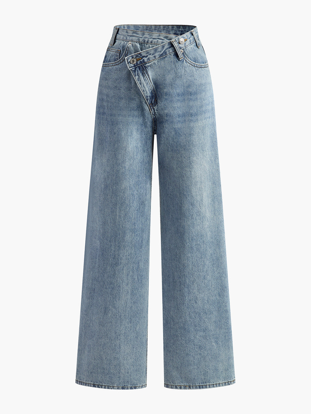 Şık Asimetrik Bel Wide-Leg Jeanler ile Modaya Uygun Bir Görünüm