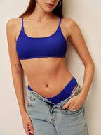 Şık Dokulu Ribanalı Yüksek Bel Bikini Seti