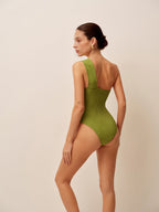 Şık Tek Omuzlu Büzgülü Dönüşlü Mayo