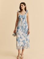 Çekici Çiçekli Kemer Detaylı Elbise