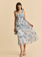 Çekici Çiçekli Kemer Detaylı Elbise