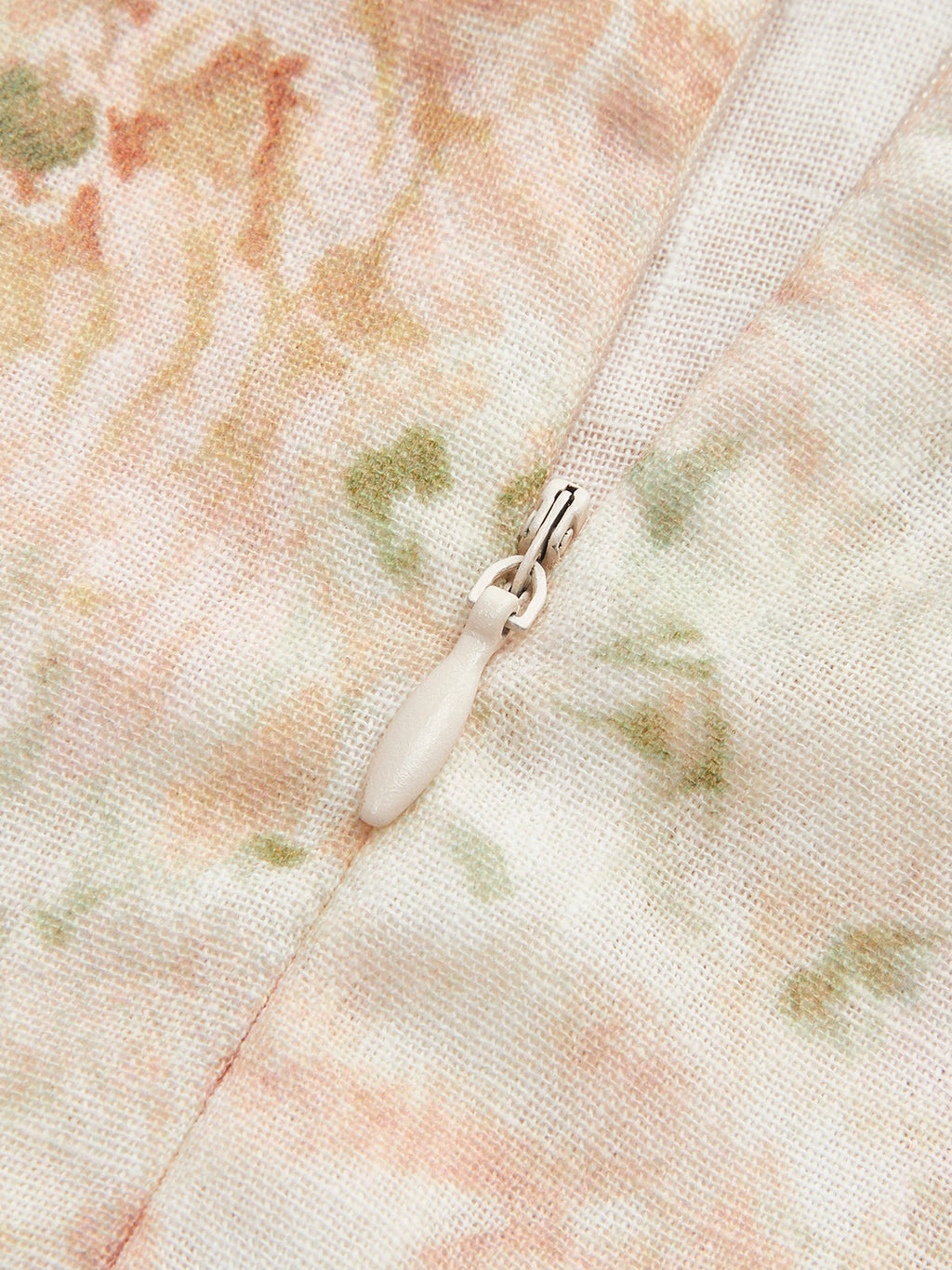 Çiçek Desenli Pamuk ve Keten Kemerli Volan Kol Elbise