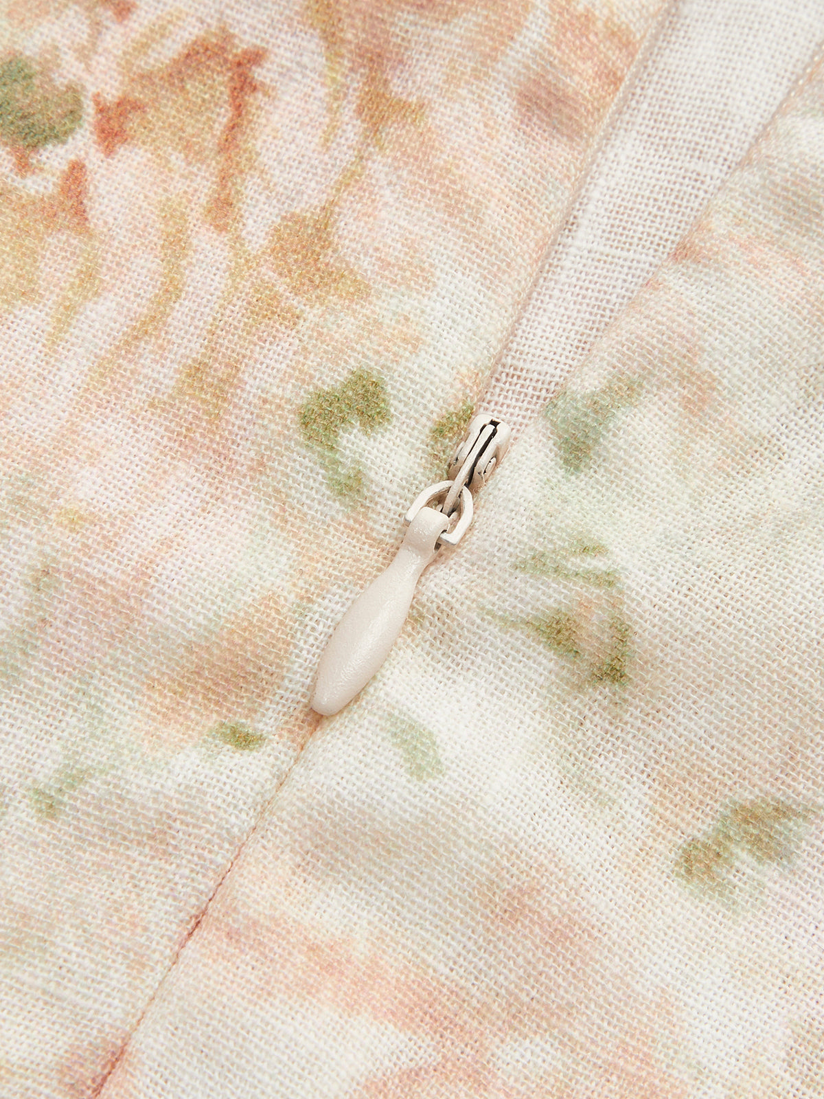 Çiçek Desenli Pamuk ve Keten Kemerli Volan Kol Elbise