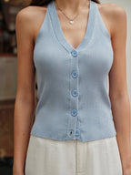 Şık V Yaka Ribanalı Kazak Yeleği Şık Yırtmaçlarla