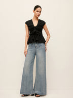 Şık Bağcıklı Peplum Bluz