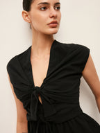 Şık Bağcıklı Peplum Bluz