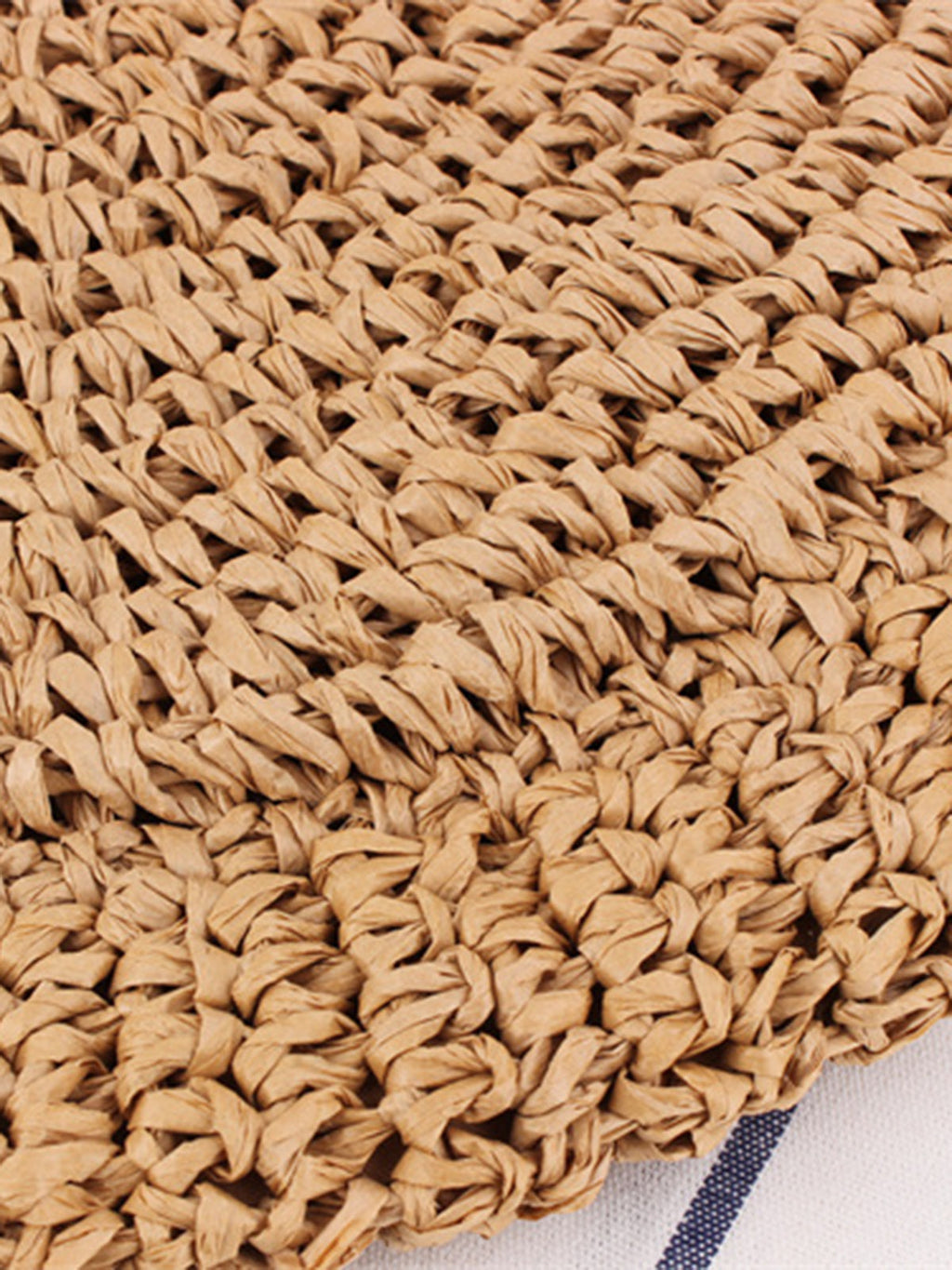 Şık El Yapımı Ojeyi Yuvarlak Hasır Tote Çantası