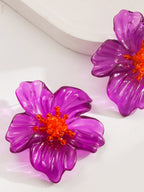 Çiçek Desenli Reçineli Küpeler