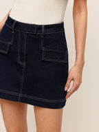 Şık Dekoratif Ceplerle Denim Etek