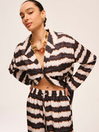 Şık Geometrik Desenli ve Cepli Renk Bloklu Pantolon Takımı