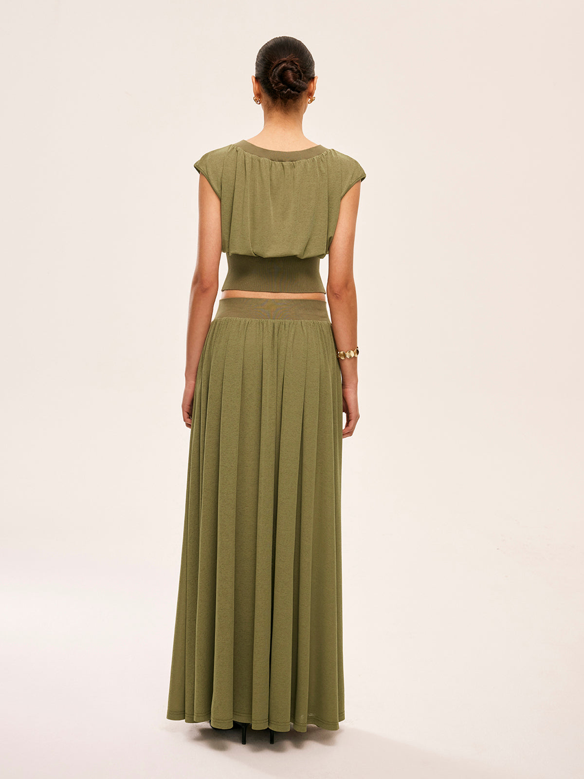 Şık K gathered Bel Bluz ile Akan Etek Takımı