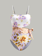 Şık Kesim Detaylı Fiyonklu Spagetti Askılı Tek Parça Mayo