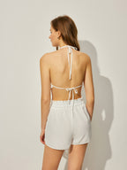 Şık Üç Parça Bikini Seti, Şık Bluz ve Trendy Şort ile