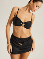 Altın Yıldız Denizkızı Bikini Takımı ve Şık Pareo Etek