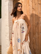 Şık ve Trendy Tarz İçin Bağlamalı ve Grafik Desenli Elbise Mayosu