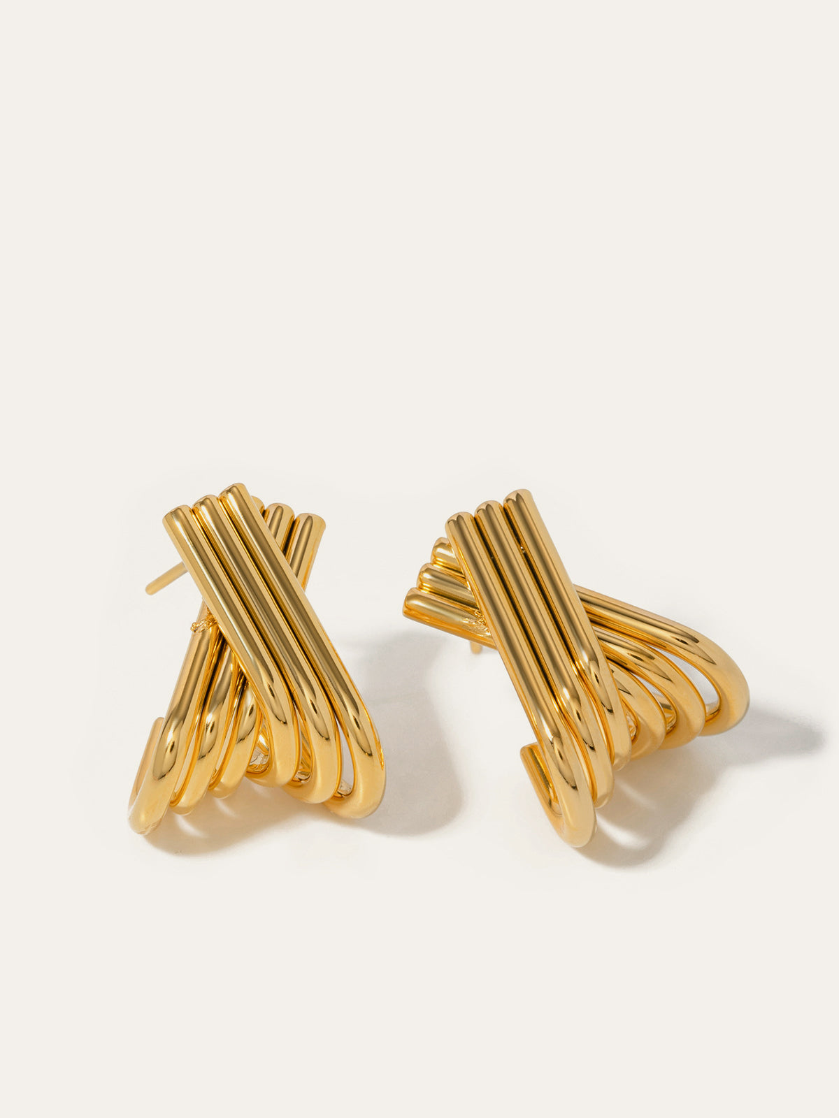 Altın kaplama haç top küpe