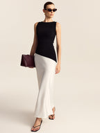 Asimetrik Etek Ucu Kayık Yaka Kolsuz Triko Üst