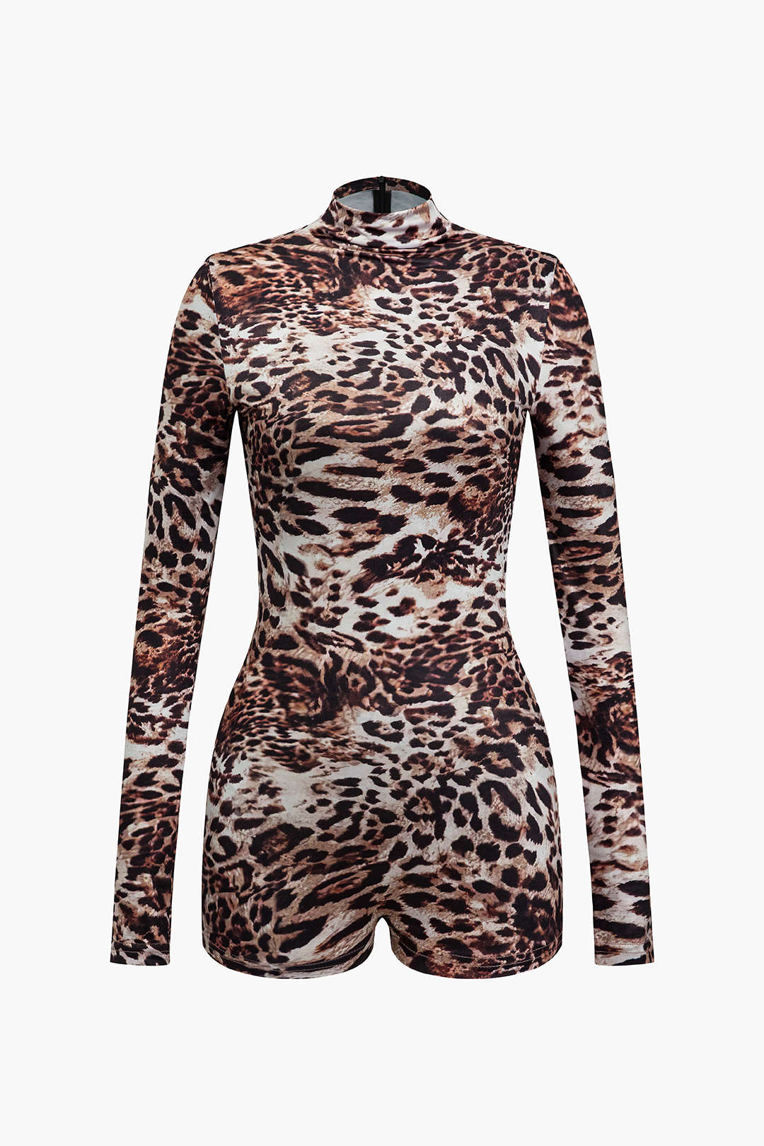 Leopar Desenli Uzun Kollu Bodycon Tulum