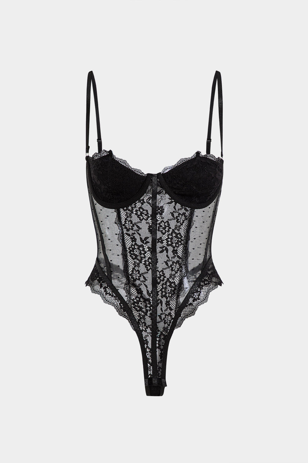 Dantel Sırt Açık Bustiyer Korsaj Askılı Bodysuit