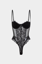 Dantel Sırt Açık Bustiyer Korsaj Askılı Bodysuit