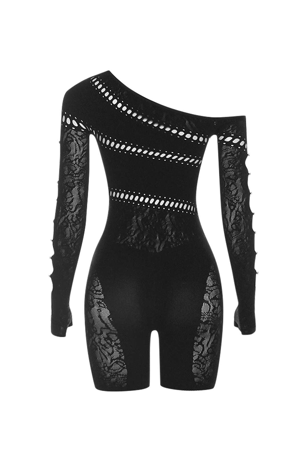 Tek Omuzlu Dantelli Tulum