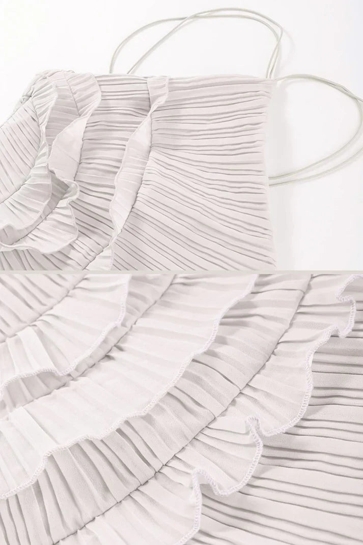 Fırfır Detaylı Halter Midi Elbise