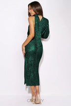 Judith Sequins Halter Yaka Asimetri Midi Elbise
