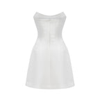 Radiance Elegance Beyaz Taş İşlemeli Straplez Mini Elbise
